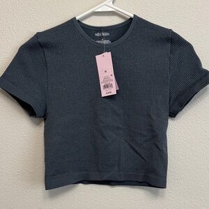Wild Fable Dark Blue Textured Crop Top